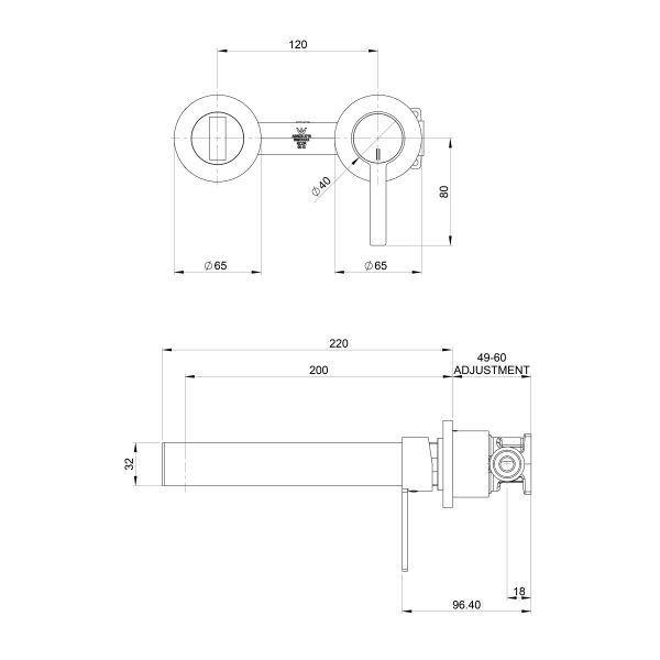 Lexi MKII SwitchMix Wall Basin Mixer Set 200mm (Complete Kit)